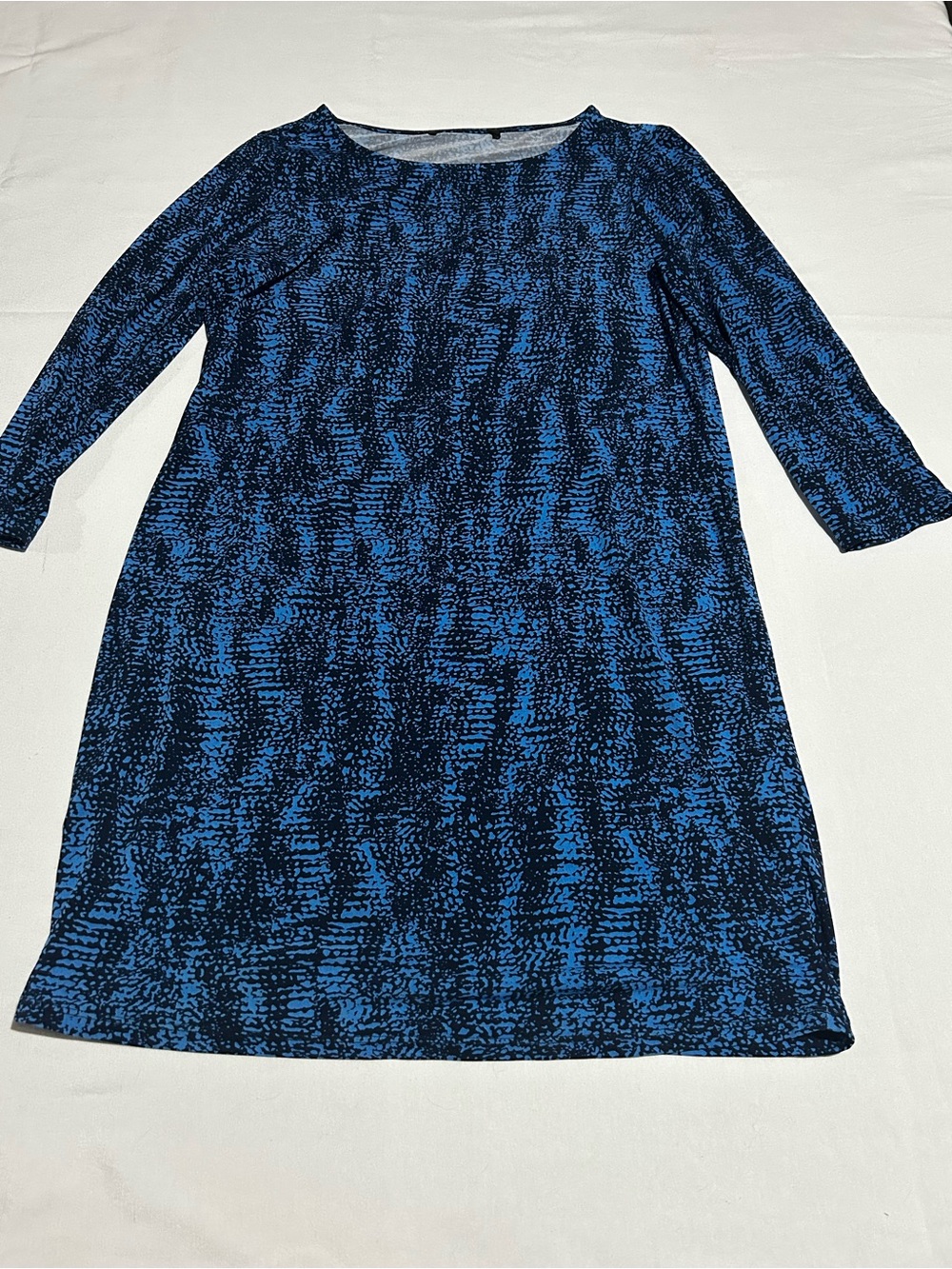 Blue Patterned Shift Dress - Women